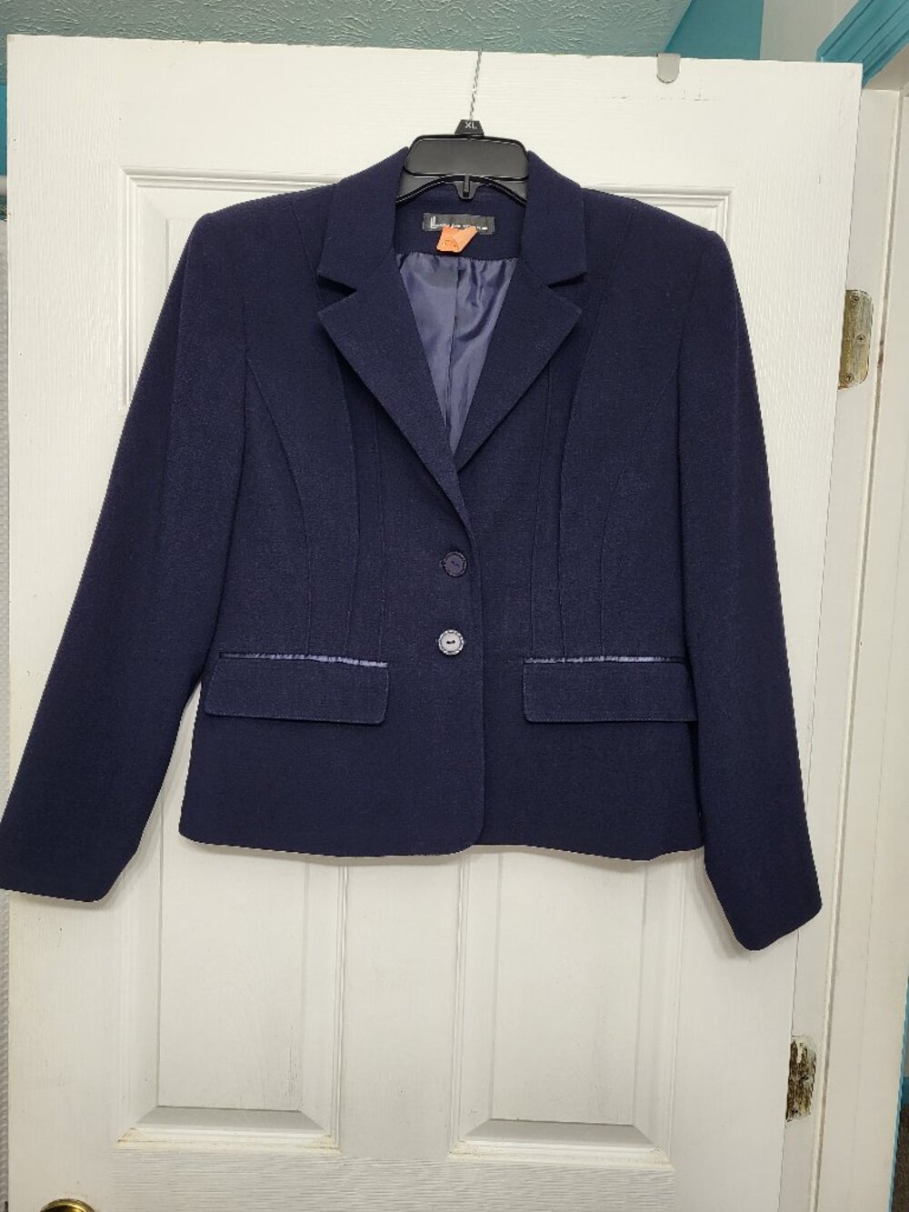 Larry Levine Suits Petite Navy Blazer Jacket Size 12P